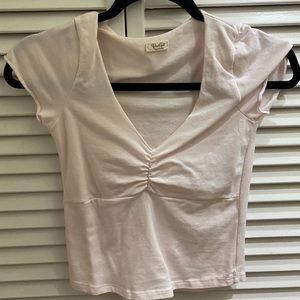 Brandy Melville Baby Pink Cute V Neck Crop